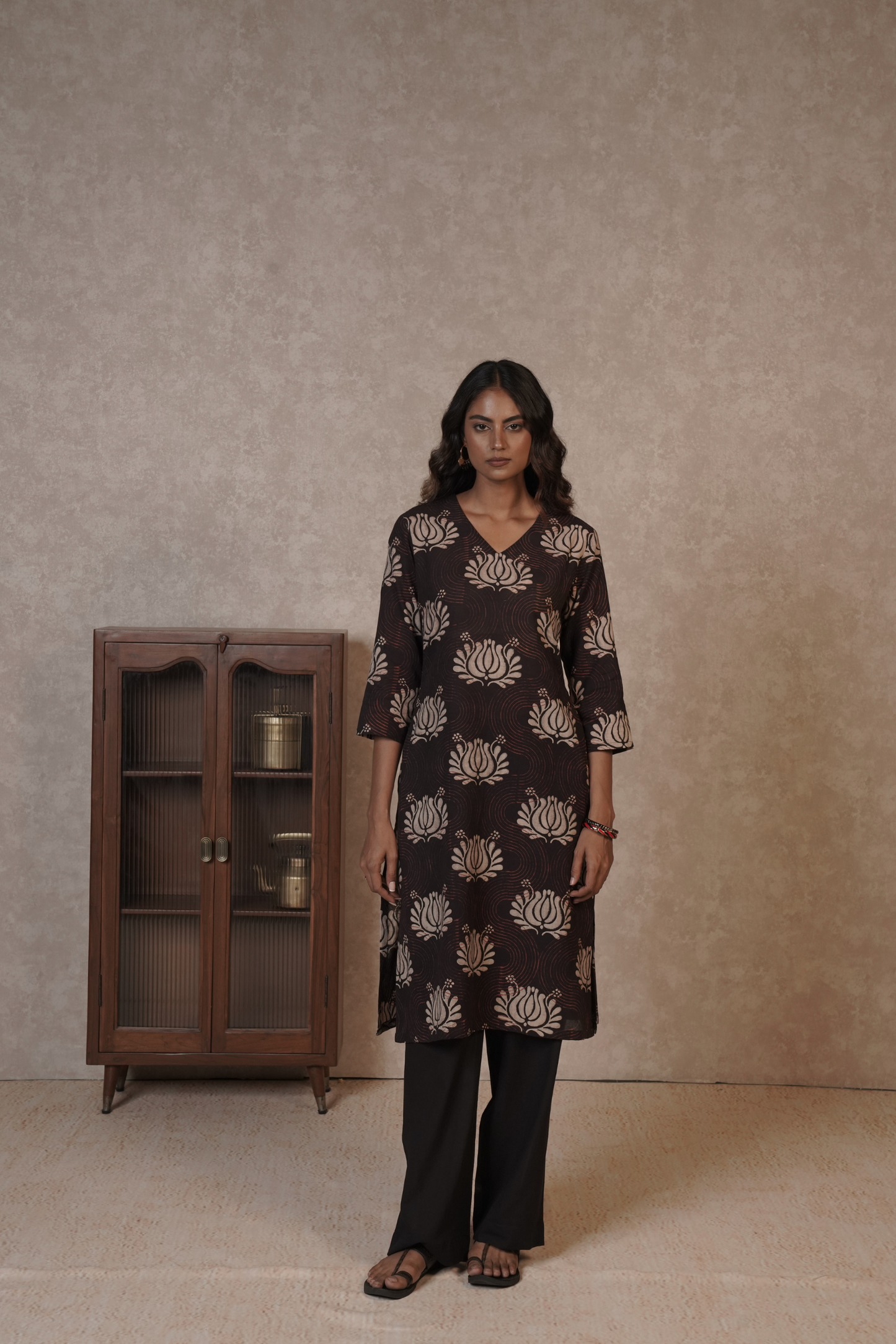 Sable Lotus Ajrakh Cotton Kurta Bottom Set – Ruh