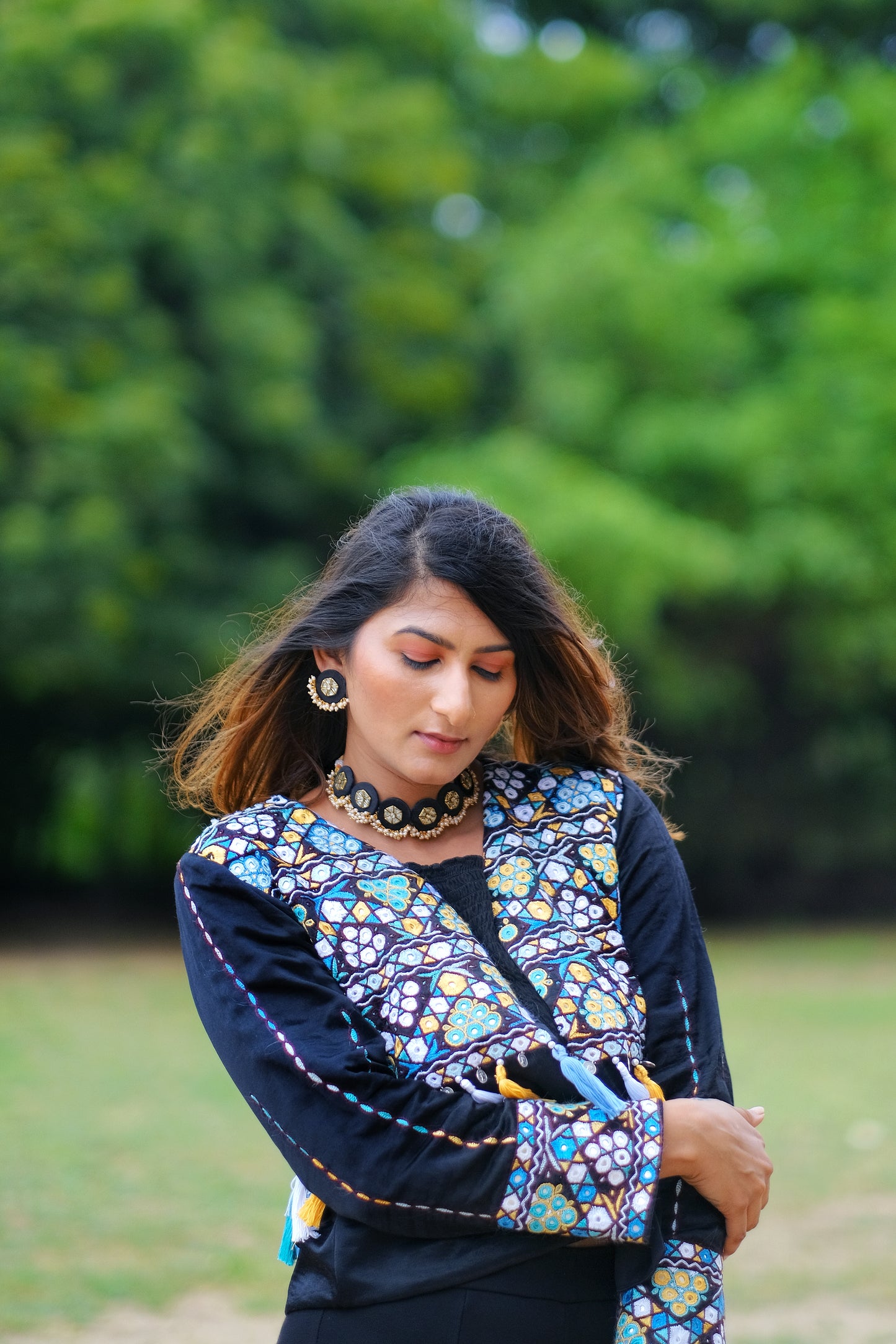 Embroidered Black & Blue Color jacket
