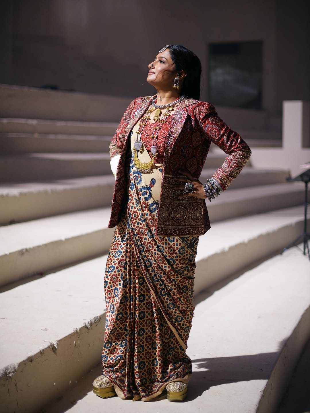 Meetha Khara Blazer + Zenia Saree