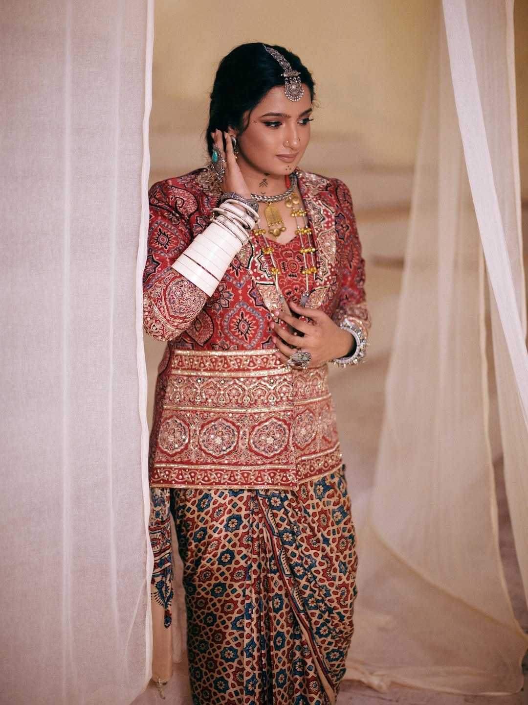 Meetha Khara Blazer + Zenia Saree