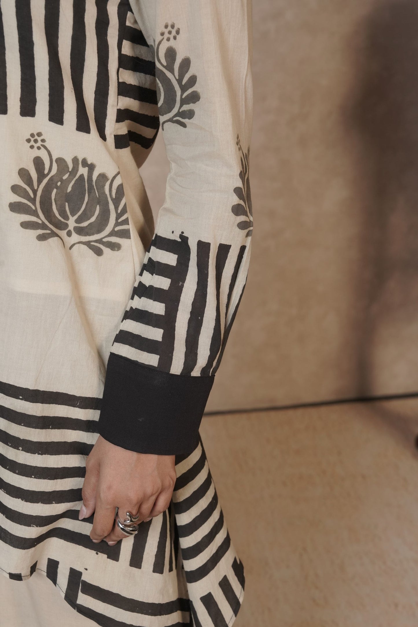 Veyra Asymmetrical Stripe Ajrakh Cotton Top