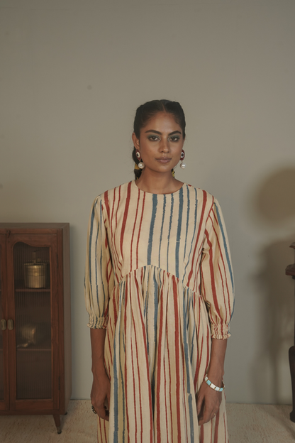 Palette Line Ajrakh Cotton Dress – Ira