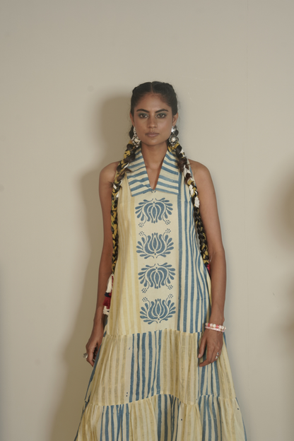 Sunpetal Ajrakh Cotton Dress – Veya