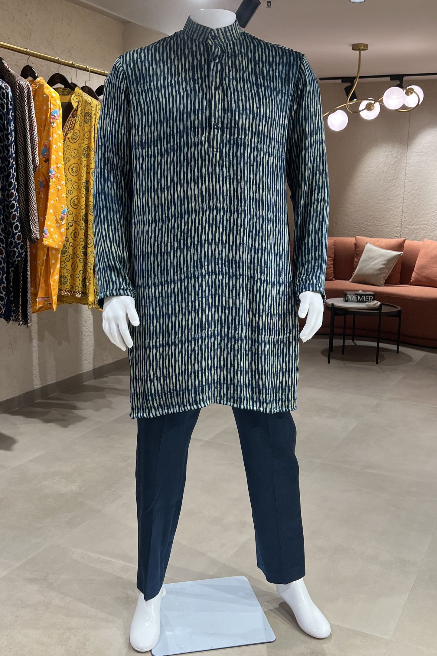 Indigo Rhythm Modal Silk Kurta Bottom Set – Midnight Blue