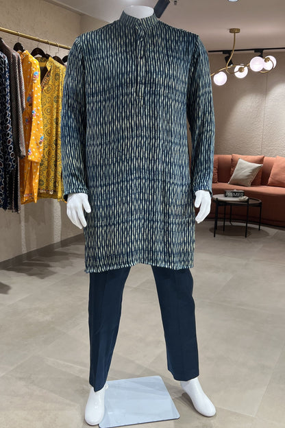 Indigo Rhythm Modal Silk Kurta Bottom Set – Midnight Blue
