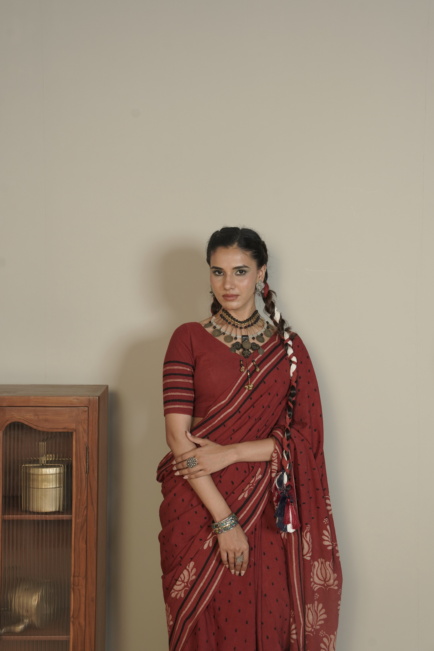 Rakta Butti Ajrakh Cotton Saree – Vesha