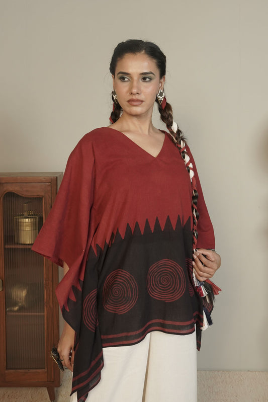 Spiral Edge Ajrakh Cotton Top
