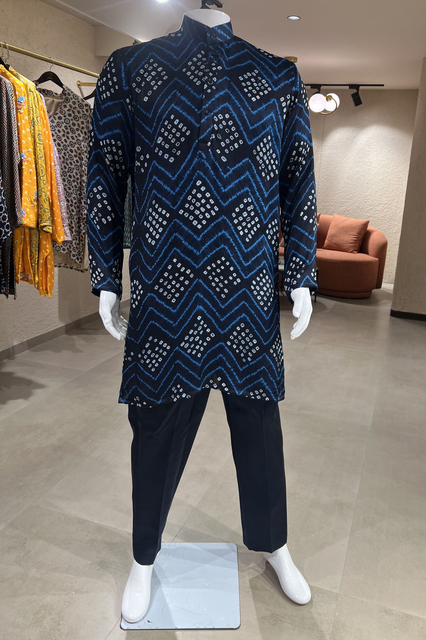 Bandhani Neel Modal Silk Kurta Set