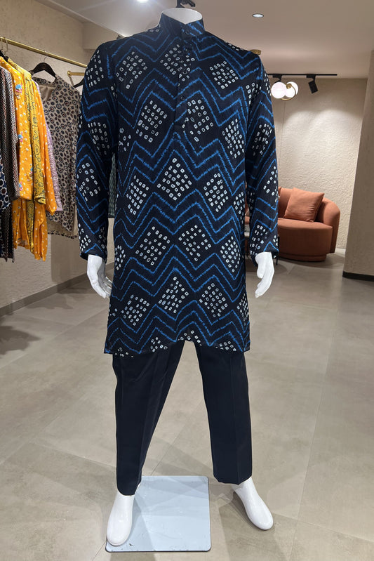 Bandhani Neel Modal Silk Kurta Set
