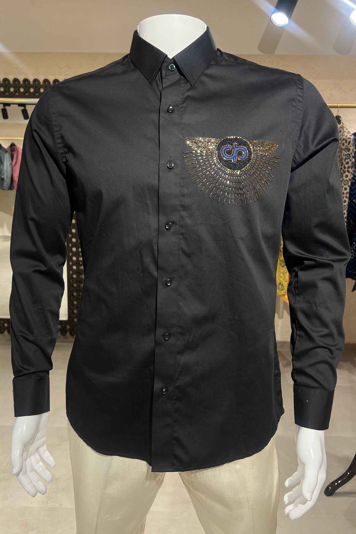Men's Black Hand Embroidered Shirt – Celestial Crest