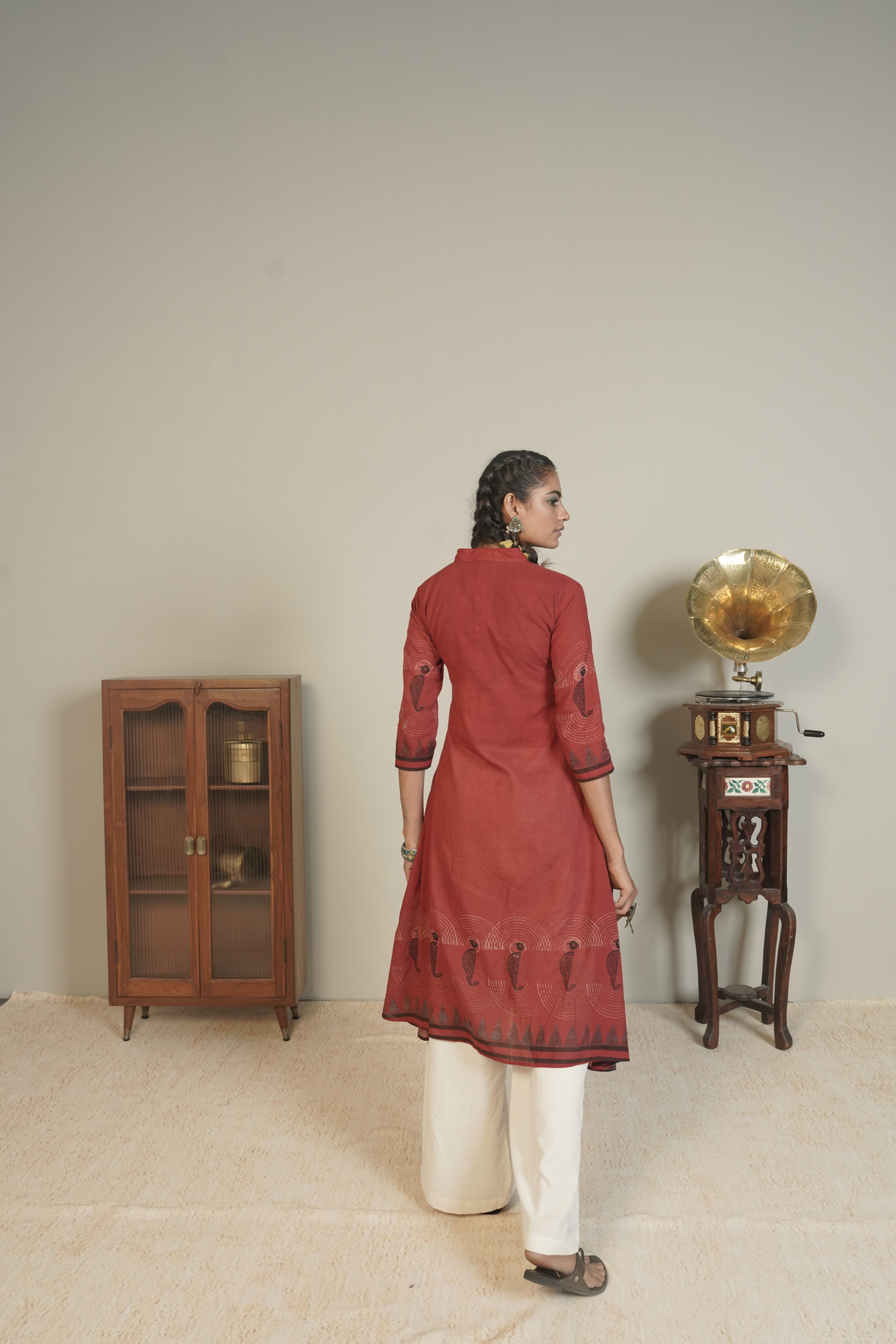 Ember Root Ajrakh Cotton Kurta- Plazo Set – Meira
