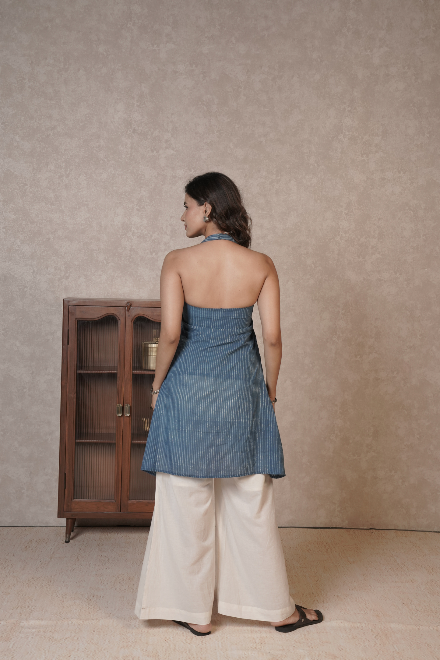 Skyline Open Back Ajrakh Cotton Kurta Plazo Set – Eira