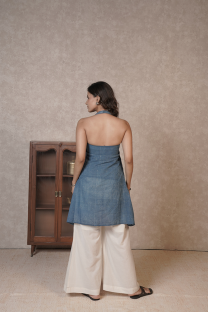 Skyline Open Back Ajrakh Cotton Kurta Plazo Set – Eira
