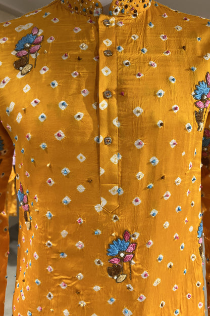 Gulnaar Bandhani Modal Silk Kurta Set