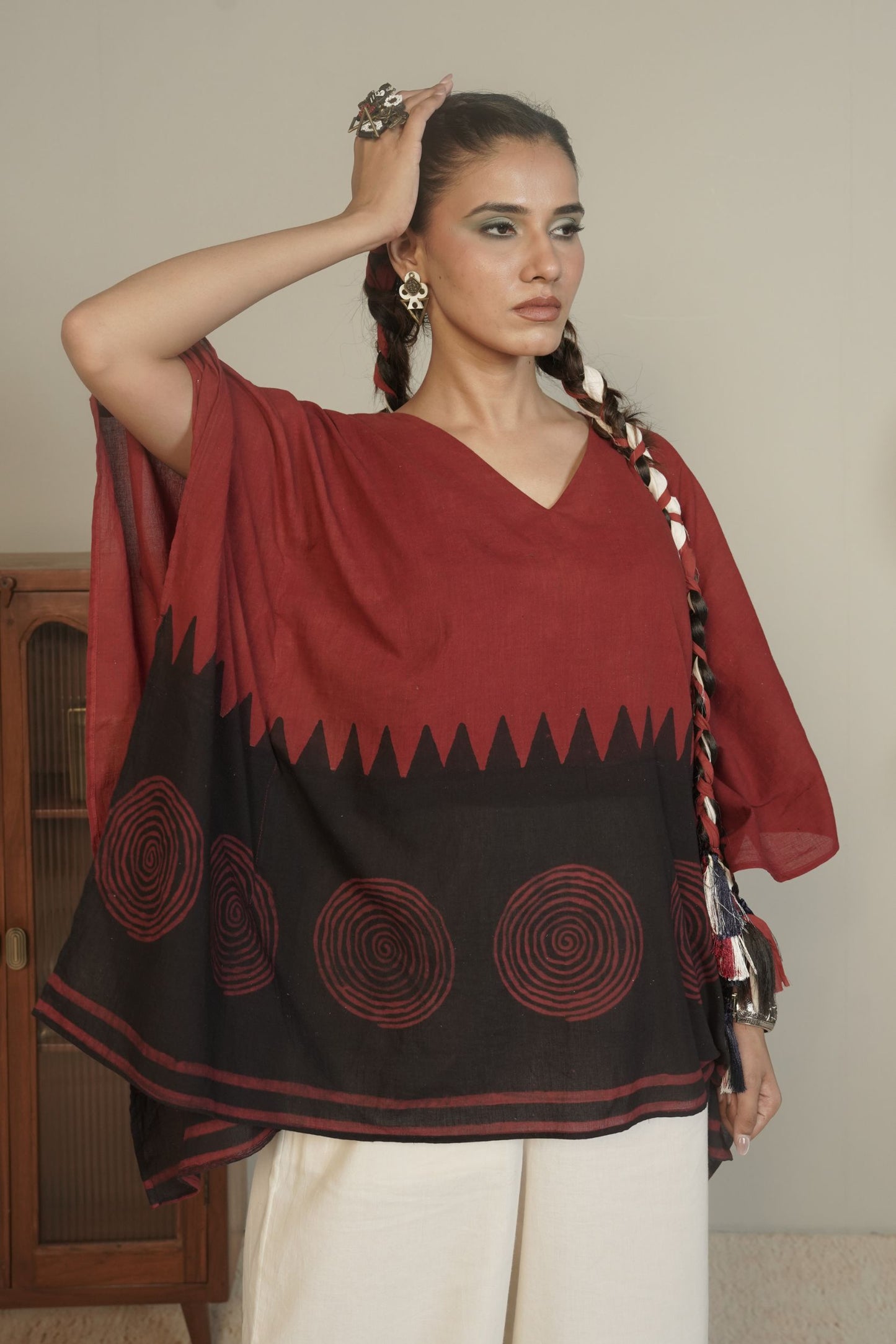 Spiral Edge Ajrakh Cotton Top