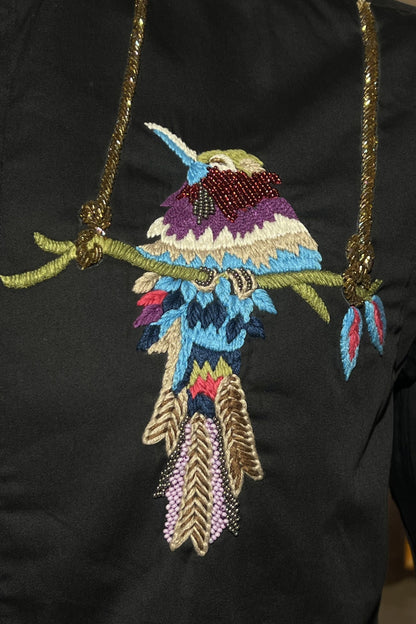 Men's Black Hand Embroidered Shirt – Songbird Haven