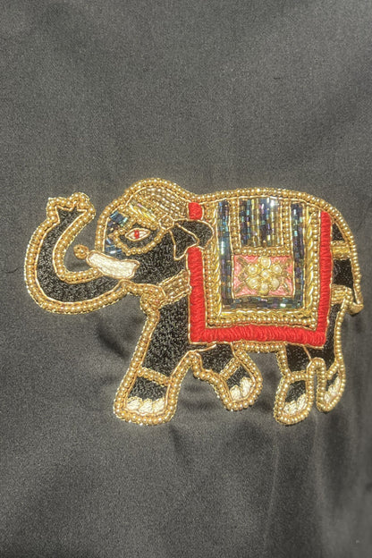 Men's Black Hand Embroidered Shirt – Royal Elephant
