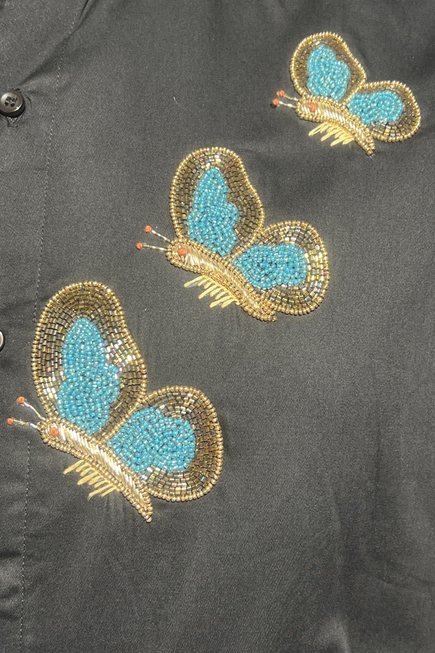 Men's Black Hand Embroidered Shirt – Azure Butterflies