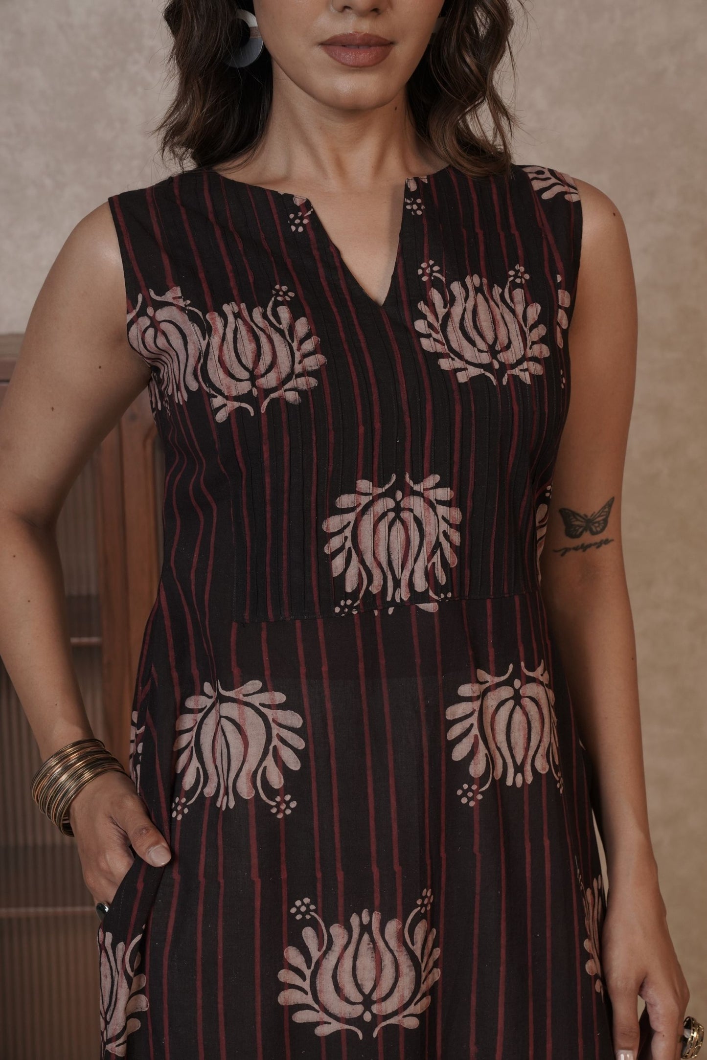 Petal Cascade Ajrakh Cotton Kurti