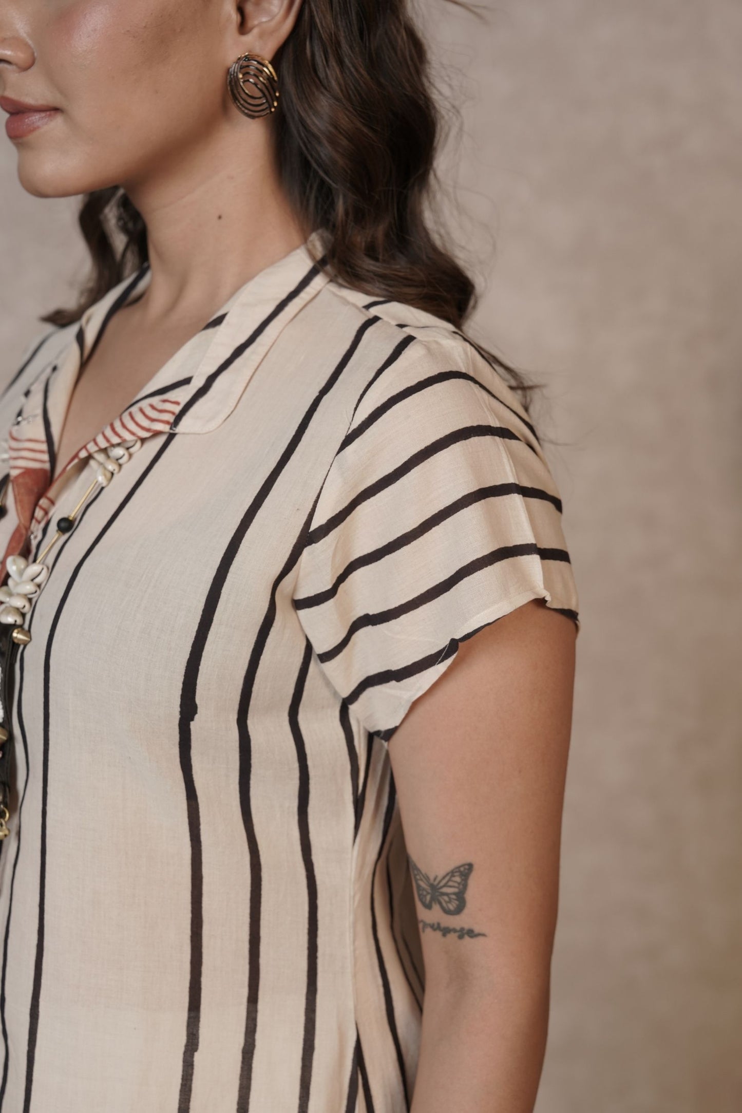 Oryn Geo Stripe Ajrakh Cotton Kurti