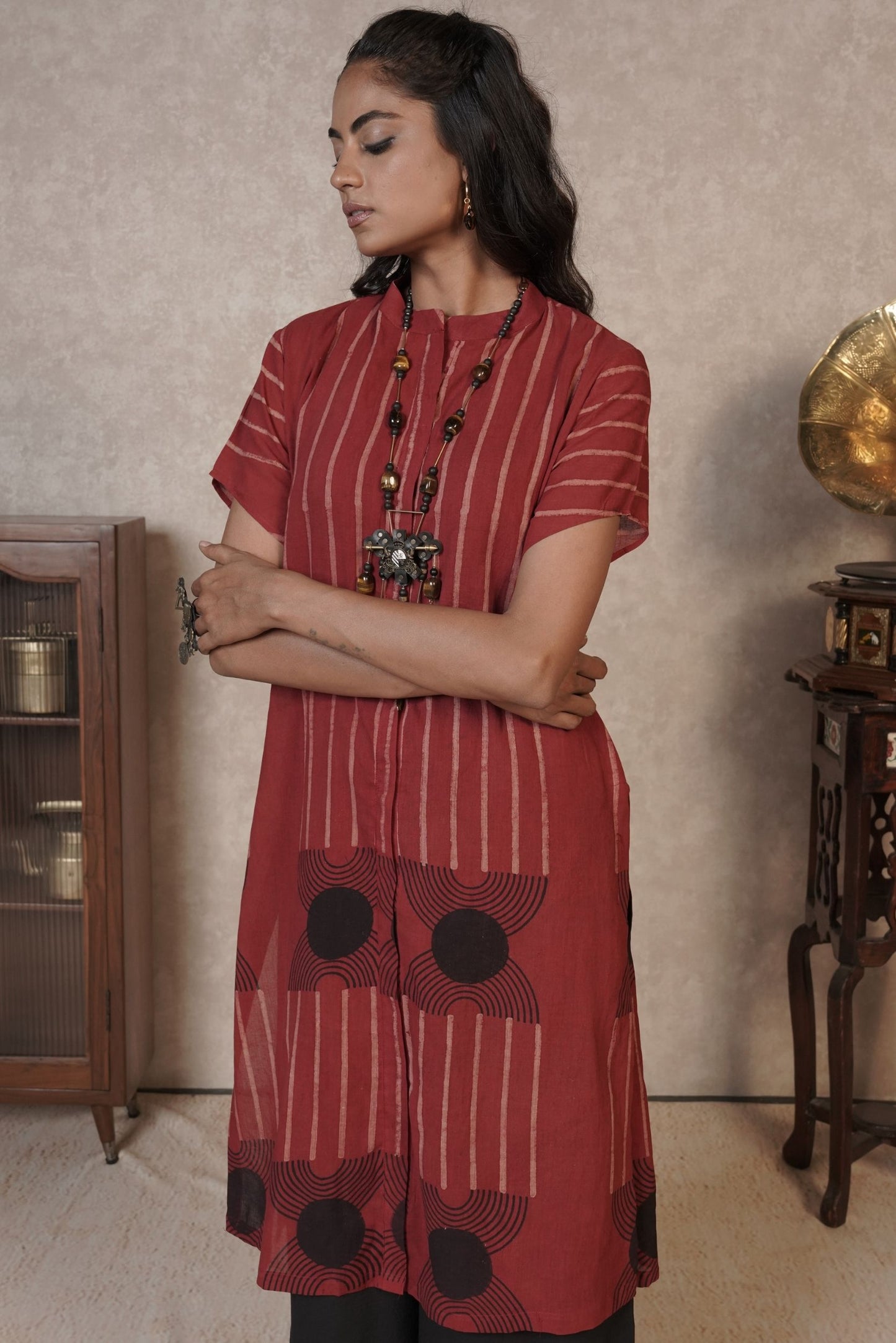 Rust Rhythm Ajrakh Cotton Kurti