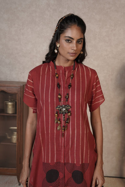 Rust Rhythm Ajrakh Cotton Kurti