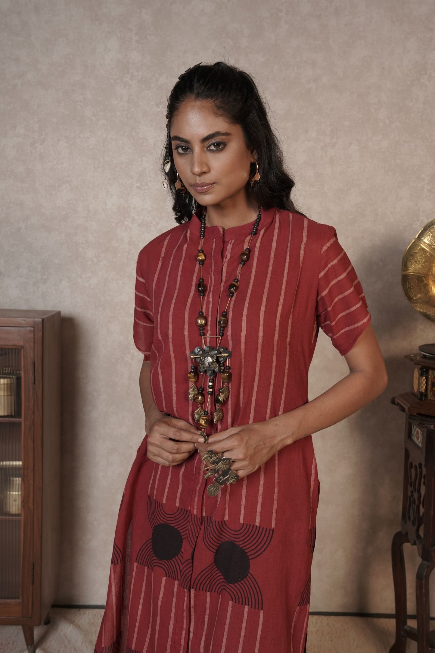 Rust Rhythm Ajrakh Cotton Kurti