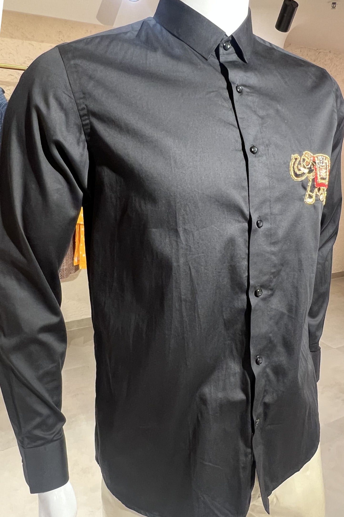 Men's Black Hand Embroidered Shirt – Royal Elephant