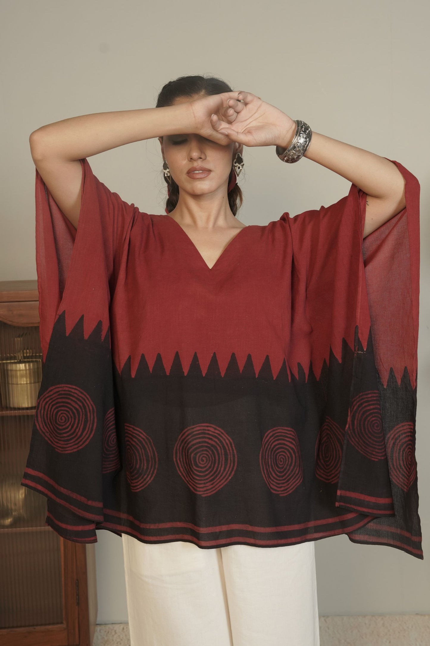 Spiral Edge Ajrakh Cotton Top