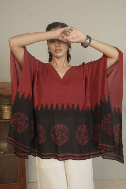 Spiral Edge Ajrakh Cotton Top