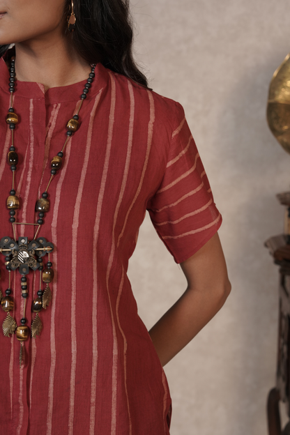 Rust Rhythm Ajrakh Cotton Kurta Plazo Set – Meher | Set of 2