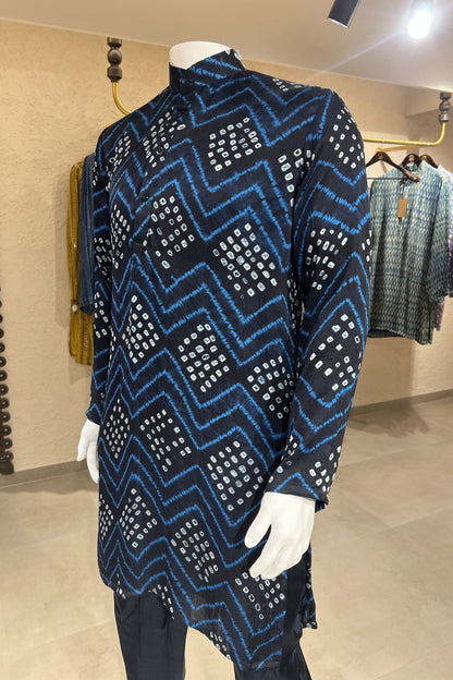 Bandhani Neel Modal Silk Kurta Set