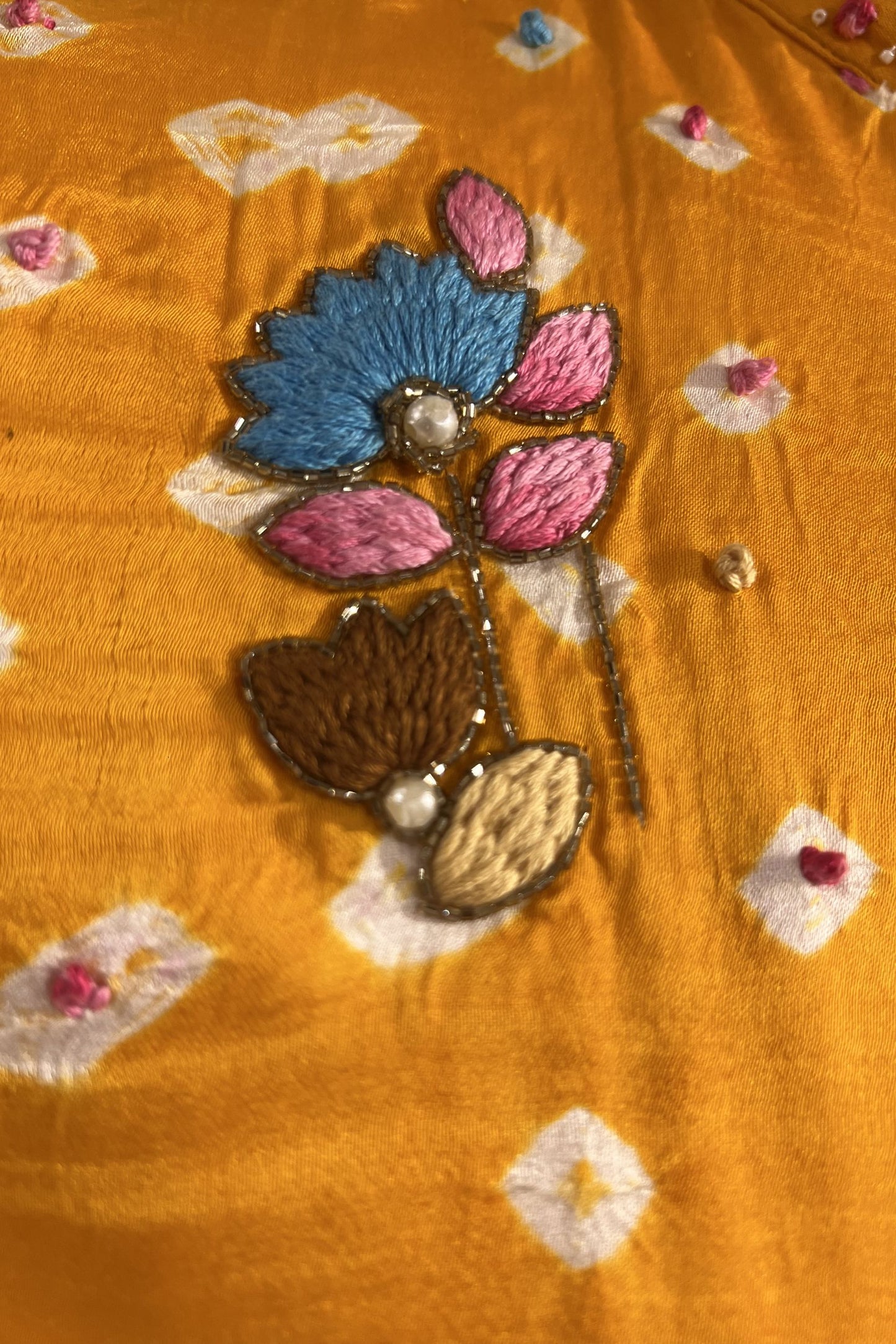 Gulnaar Bandhani Modal Silk Kurta Set