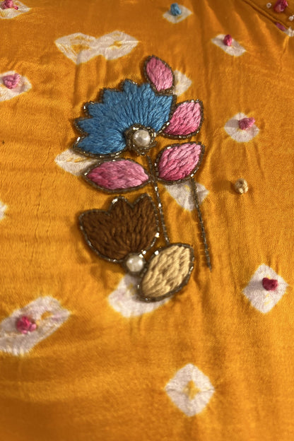 Gulnaar Bandhani Modal Silk Kurta Set