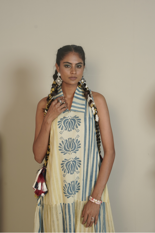Sunpetal Ajrakh Cotton Dress – Veya
