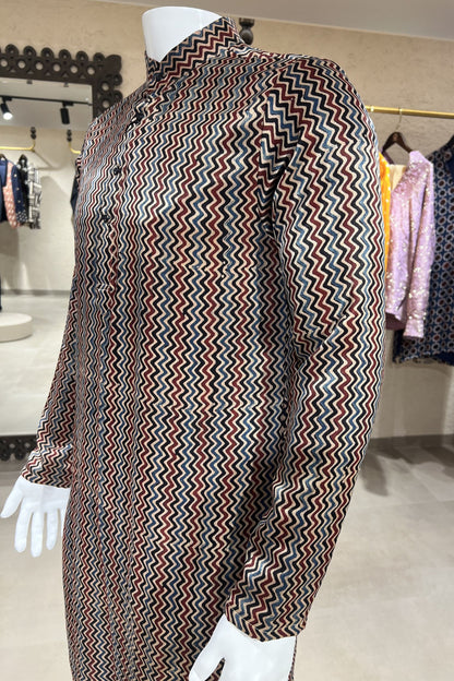 Rajsi Chevron Modal Silk Kurta Set