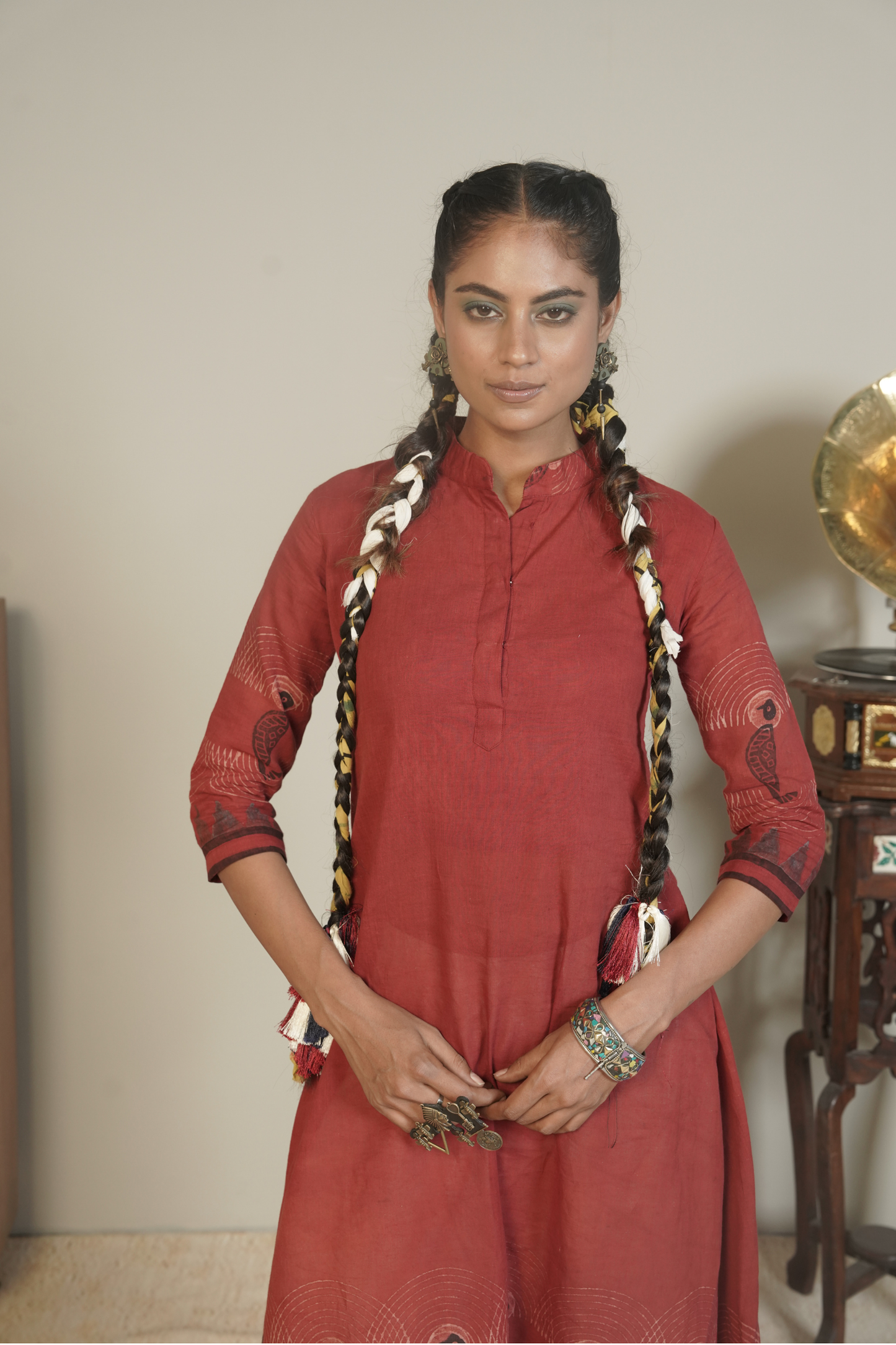 Ember Root Ajrakh Cotton Kurta- Plazo Set – Meira