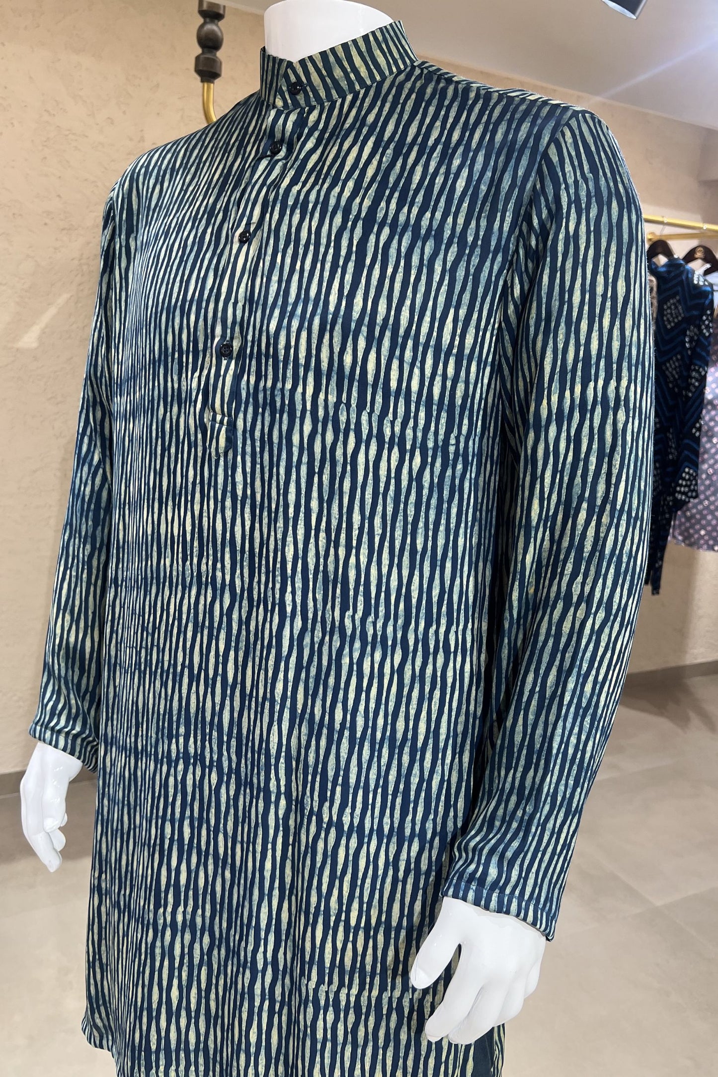 Indigo Rhythm Modal Silk Kurta Bottom Set – Midnight Blue
