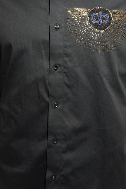 Men's Black Hand Embroidered Shirt – Celestial Crest