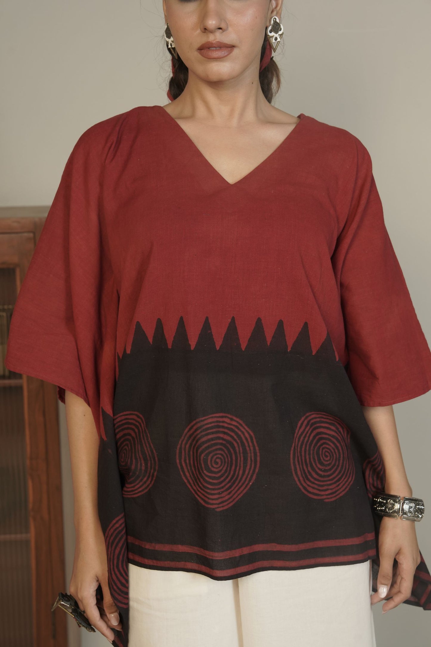 Spiral Edge Ajrakh Cotton Top