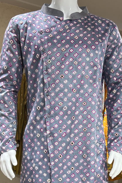 Moonstone Diamond Modal Silk Kurta Bottom Set – Steel Grey