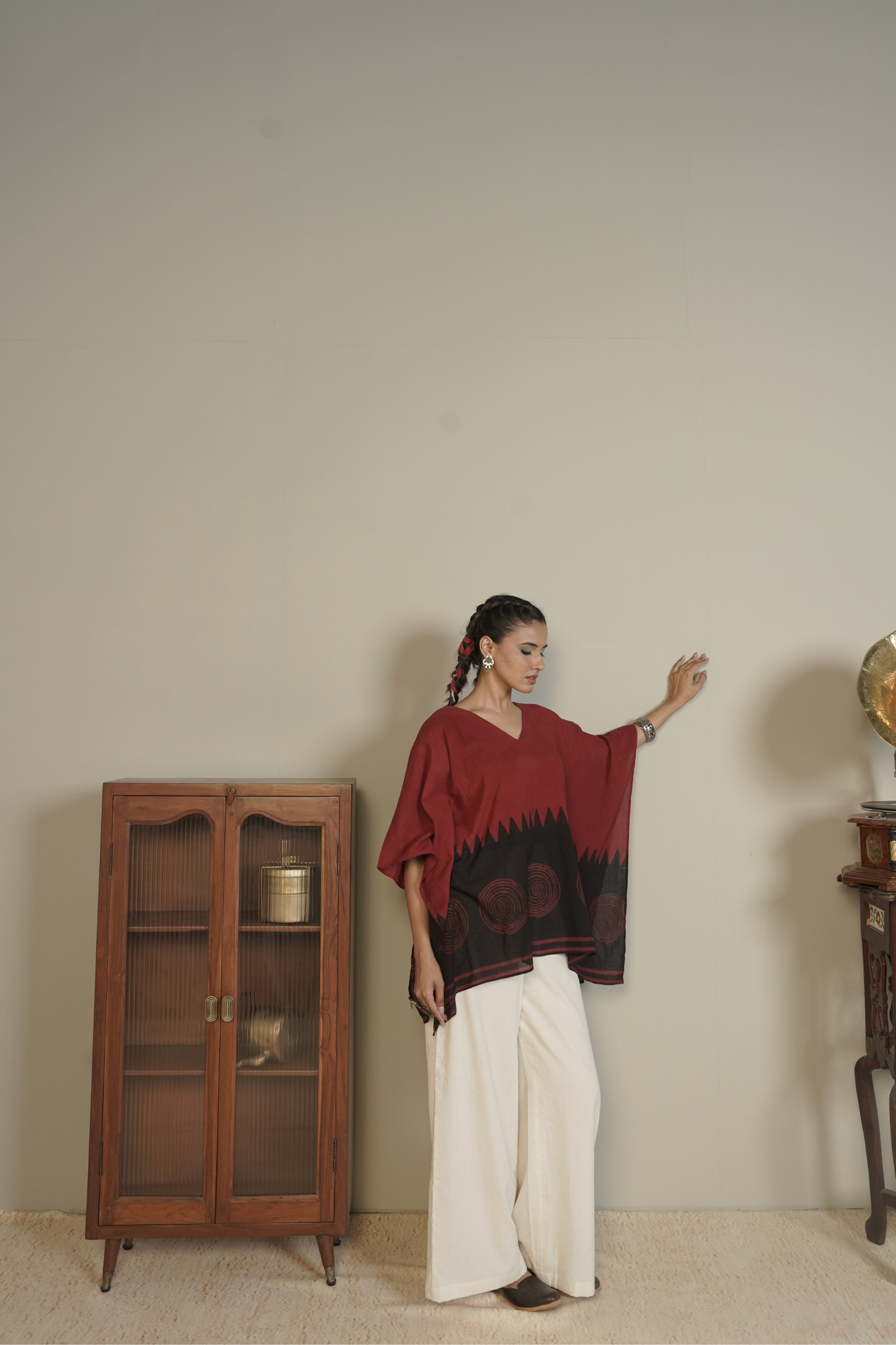 Spiral Edge Ajrakh Cotton Top Bottom Set – Tira