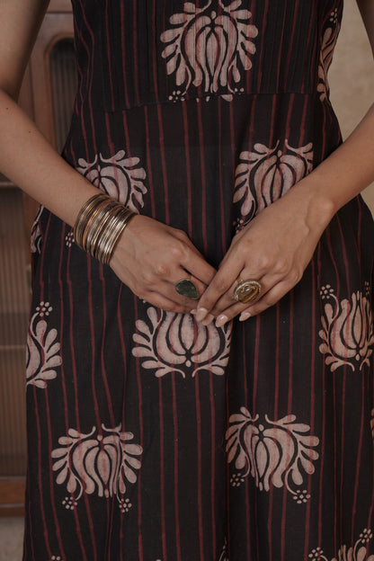 Petal Cascade Ajrakh Cotton Kurti