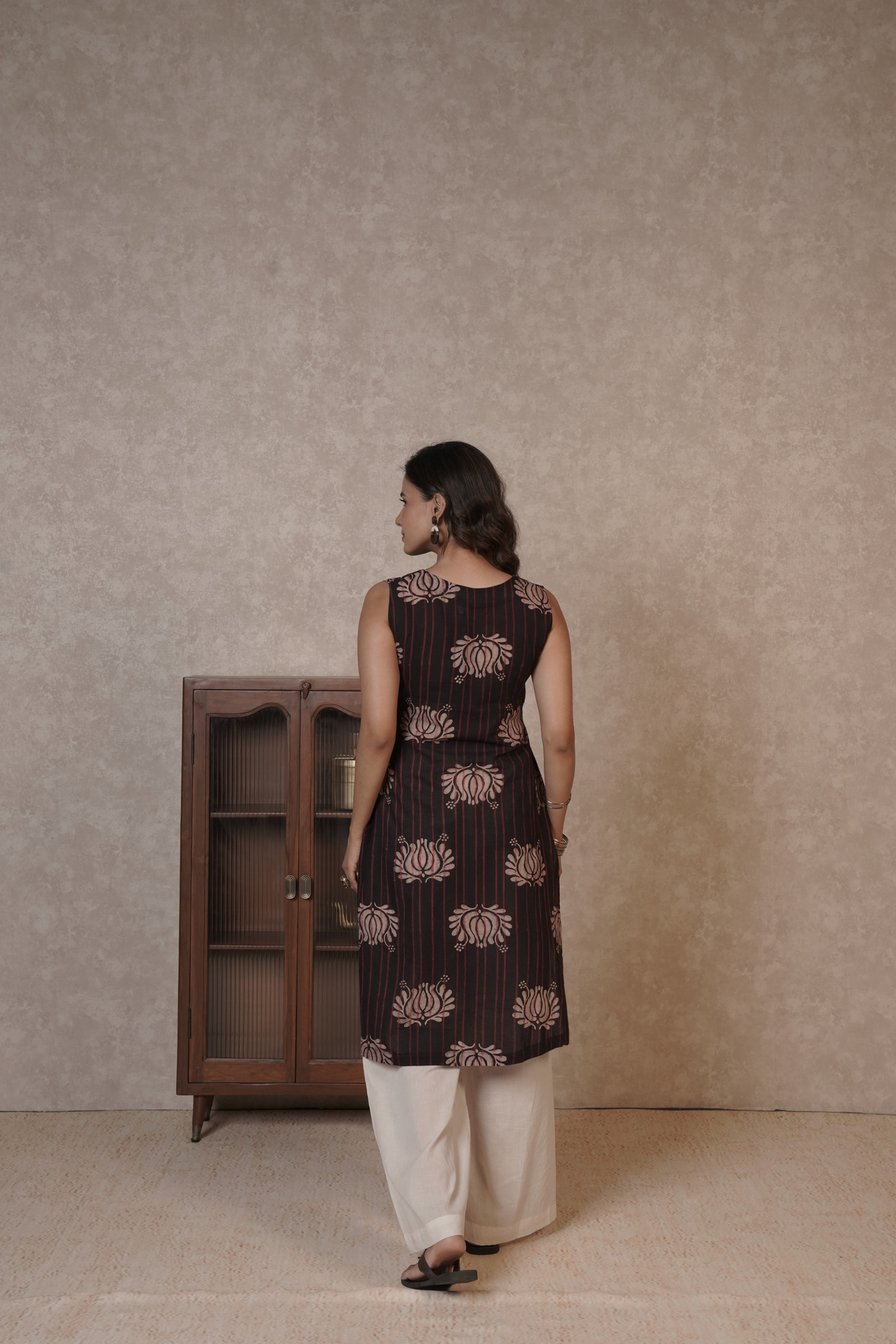 Petal Cascade Ajrakh Cotton Kurta- Plazo