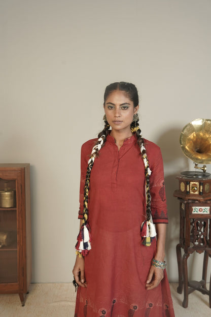 Ember Root Ajrakh Cotton Kurti