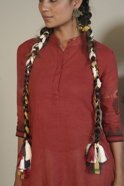 Ember Root Ajrakh Cotton Kurti