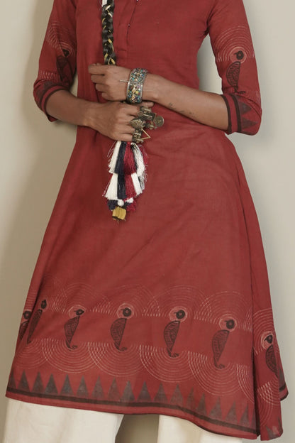 Ember Root Ajrakh Cotton Kurti
