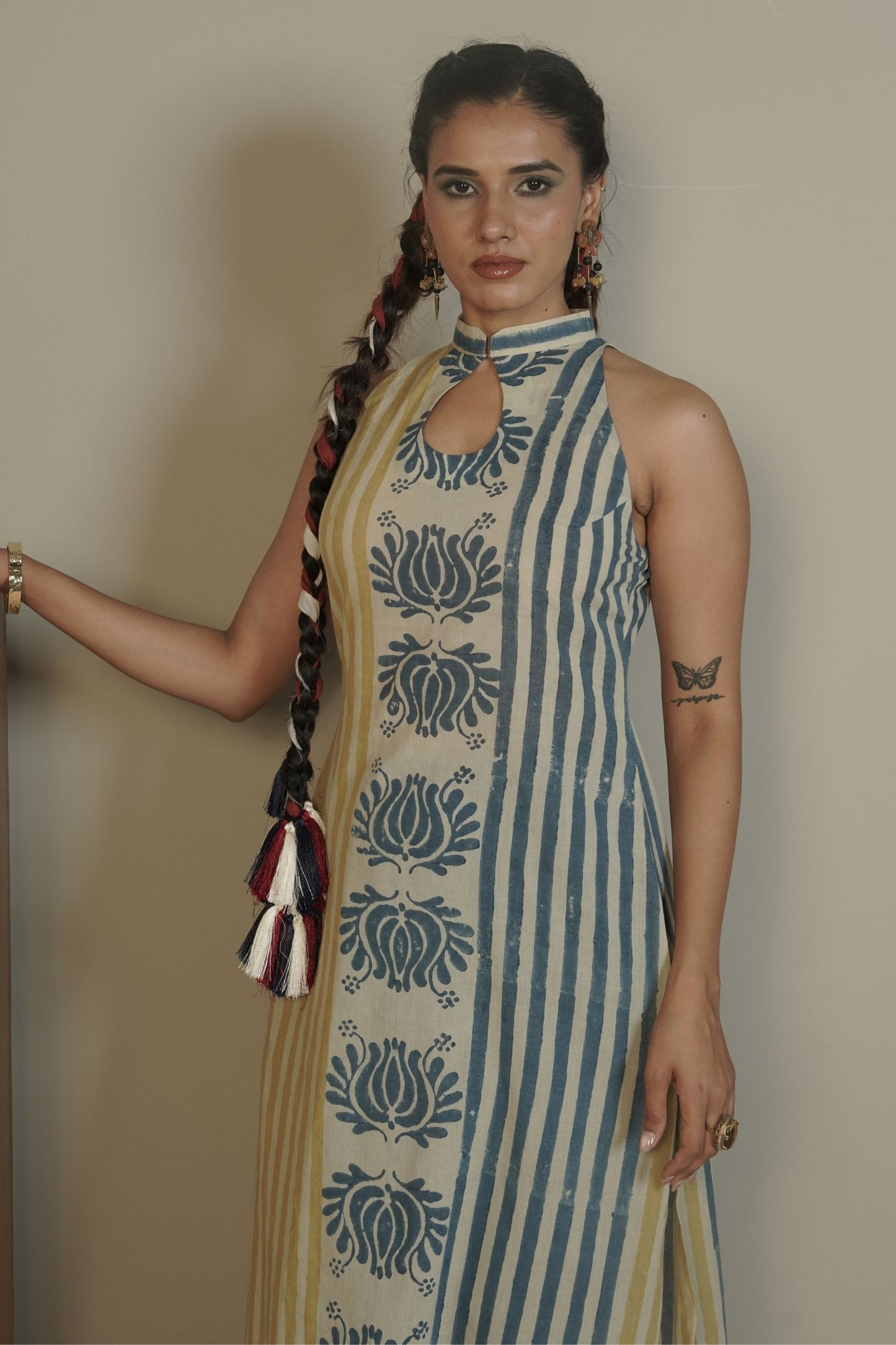 Column Lotus Ajrakh Cotton Kurti