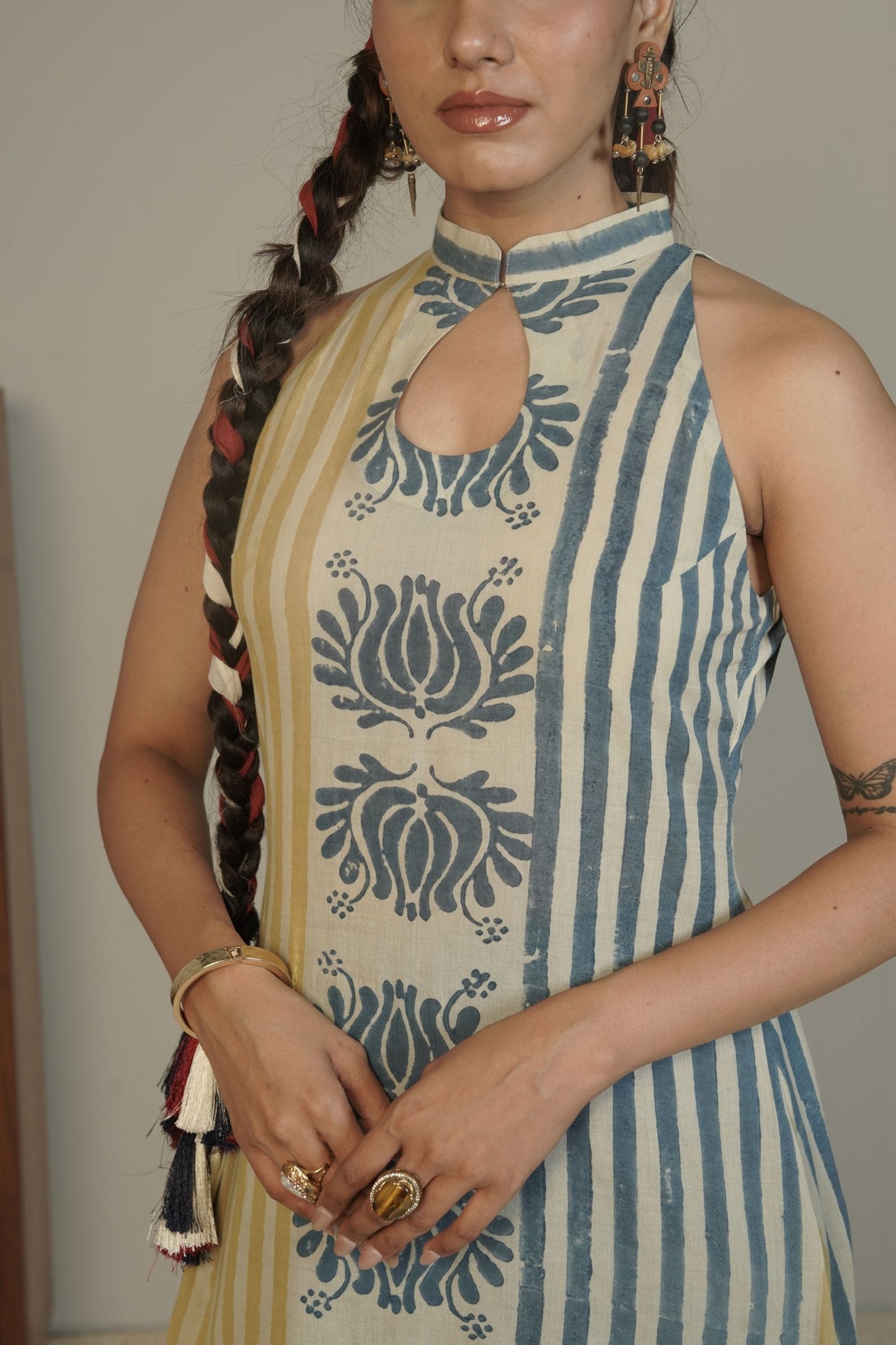 Column Lotus Ajrakh Cotton Kurti