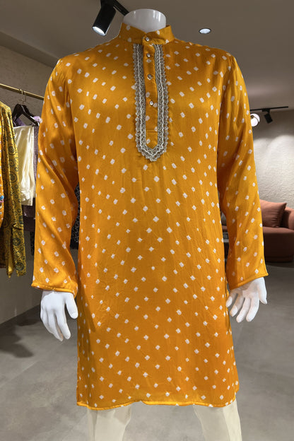Bandhani Modal Silk Kurta Set